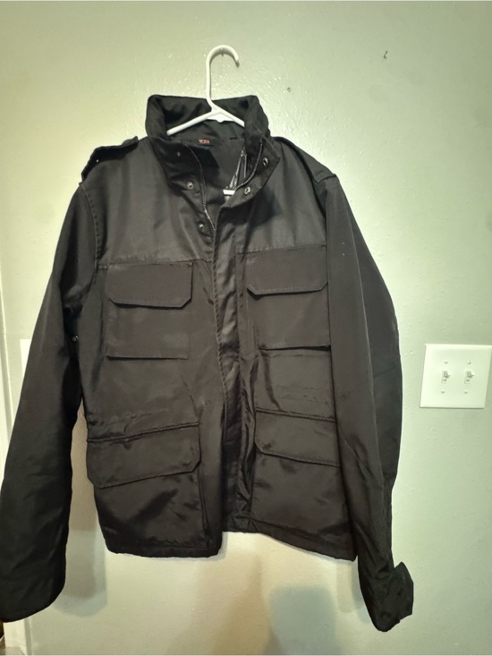 Tumi Black Military Field Jacket with Utility Pockets
